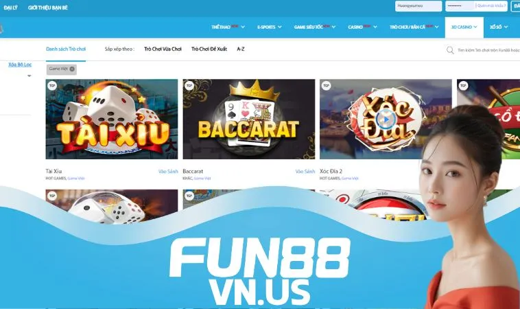 Game Việt FUN88 cung cấp tới người chơi tới 61 sảnh mang lại cơ hội giải trí bất tận